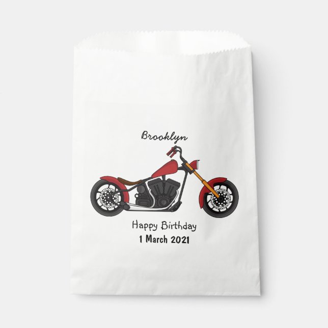 Sacolinha Ilustração de moto estilo Chopper (Frente)