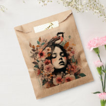 Ilustração de Mulher Charme e Pássaro com Floral