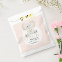 Sacolinha Ilustração em Aquarela de Elefante Bebê Rosa Fofo
