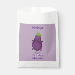Sacolinha Imagem de desenho animado de beringela doce e feli