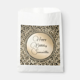 Sacolinha Impressão Leopard Glitter Glitter Dourada Personal