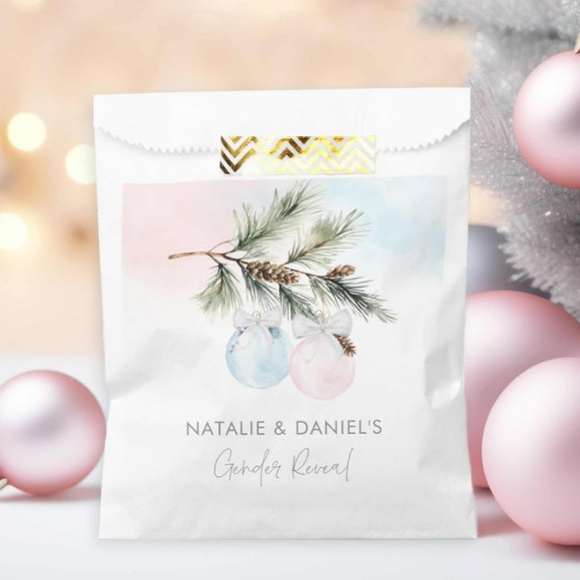 Sacolinha Inverno Sexo Revela Rosa e Azul (Pink and Blue Gender Reveal Treat Bag)