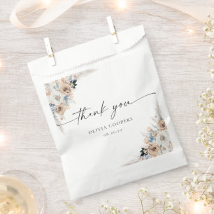 Sacolinha Ivory E Blue Boho Floral Chá de fraldas Favor Bag