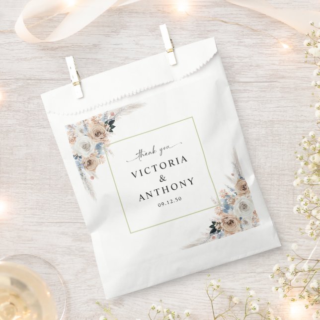 Sacolinha Ivory E Blue Boho Floral Favor Bag (Cortado)