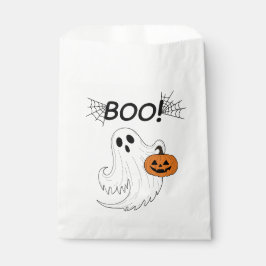 Sacolinha Jack-o-lanterna e um fantasma branco Boo Halloween