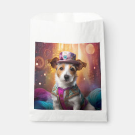 Sacolinha Jack Russell em uma fantasia colorida