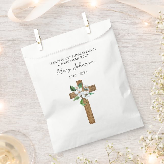 Sacolinha Jasmine Cross Seed Packet Funeral Favor Bag (Cortado)