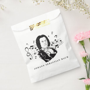 Sacolinha Johann Sebastian Bach Portrait e Bust com Notes