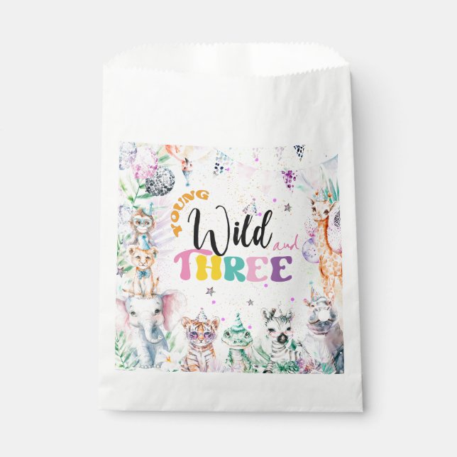 Sacolinha Jovem Selvagem e Três Animais Safari Aniversário (Frente)