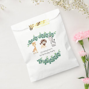 Sacolinha Jungle Safari Boys Giraffe Lion Zebra primeiro ani