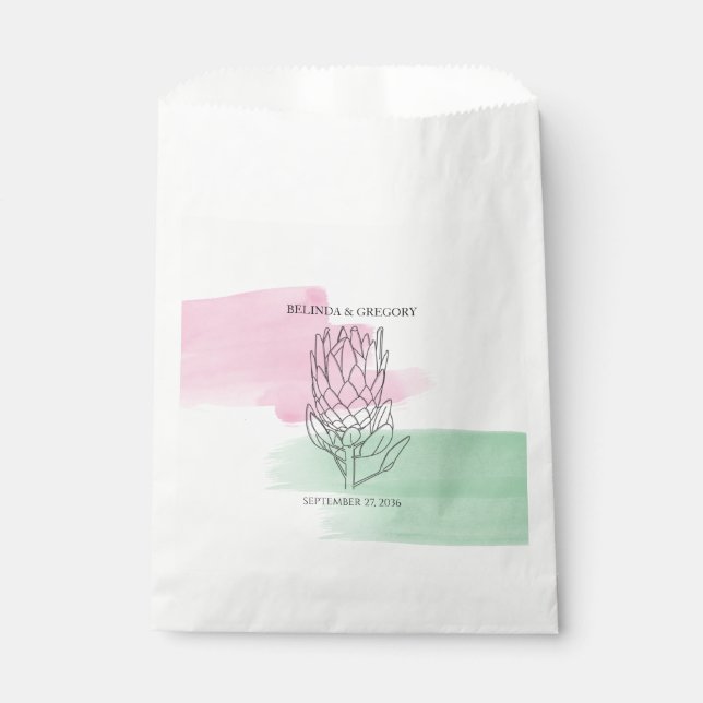Sacolinha King Protea Watercolor Wedding (Frente)