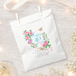 Sacolinha Laço de Rosa Rosa Aniversário de 40 anos