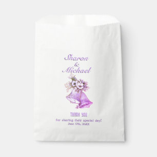 Sacolinha Lavanda Casamento Sinos Favor Sacos e Data