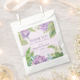 Sacolinha Lavanda de Watercolor Hydrangea Casamento Obrigado