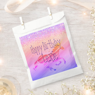 Sacolinha Lavanda Rosa Cor-de-Rosa Unicórnio Personalizado d