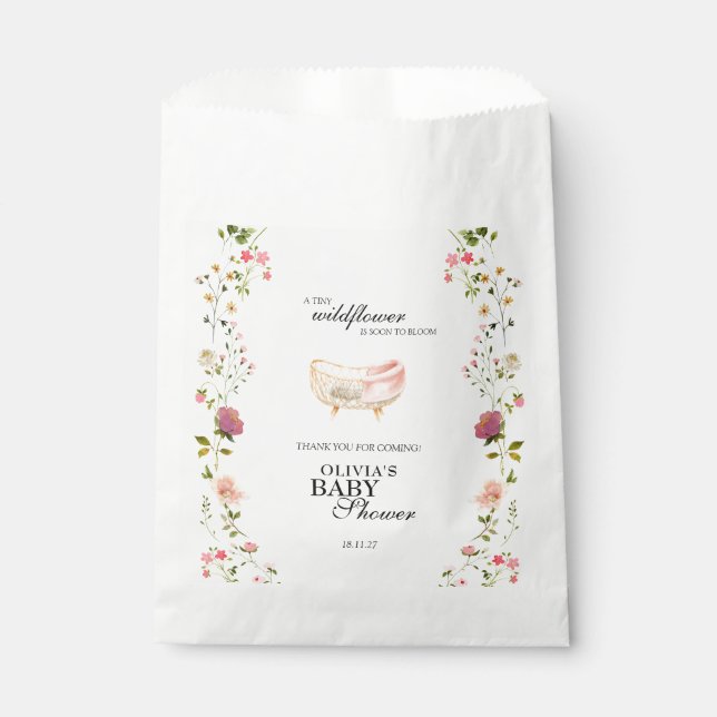 Sacolinha Lembrancinha de Chá de Bebê Floral Boho Chic de Fl (Frente)