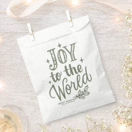 Sacolinha Letras de Natal 'Taupe Green Joy to the World'