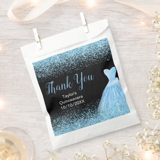 Sacolinha Light Blue Dress Faux Glitter Quinceanera (Cortado)