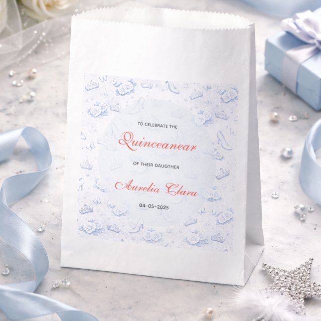 Sacolinha Light Blue Silver Princess Quinceanera Birthday  (Light Blue Silver Princess Quinceanera Birthday Favor Bag
)