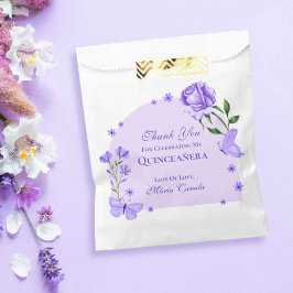 Sacolinha Lilac Rosas Roxos e Borboletas Quinceañera Floral