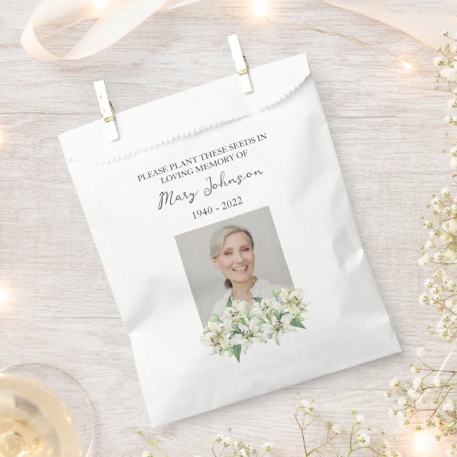 Sacolinha Lily Seed Packet Memorial Funeral Favor Bag (Cortado)