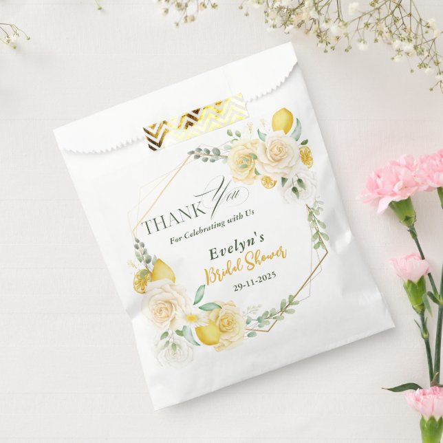 Sacolinha limões Eucalipto Rosa Chá de Bebê Obrigada (Selado)