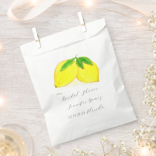 Sacolinha Limões Fruta Amarela Citrus Watercolor Casamento (Cortado)