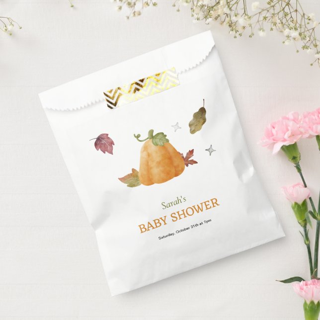 Sacolinha Linda Abóbora em Aquarela para Chá de Bebê de Outo (Selado)