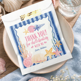 Sacolinha Lindas Bolsas de Favor Azul Rosa Oceano Concha Mar
