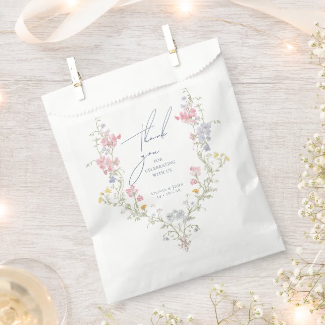 Sacolinha Lindos Wildflowers Boho Azul Elegante Casamento (Cortado)