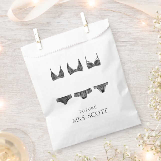 Sacolinha Lingerie Rosa e Preto Chá de Noiva Presente Médio  (Cortado)