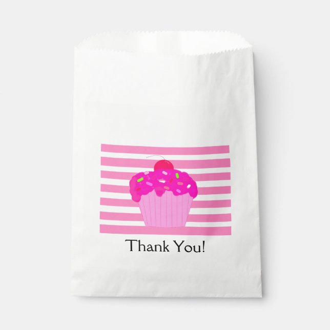 Sacolinha Listras Rosa e Bolo de Aniversário (Frente)