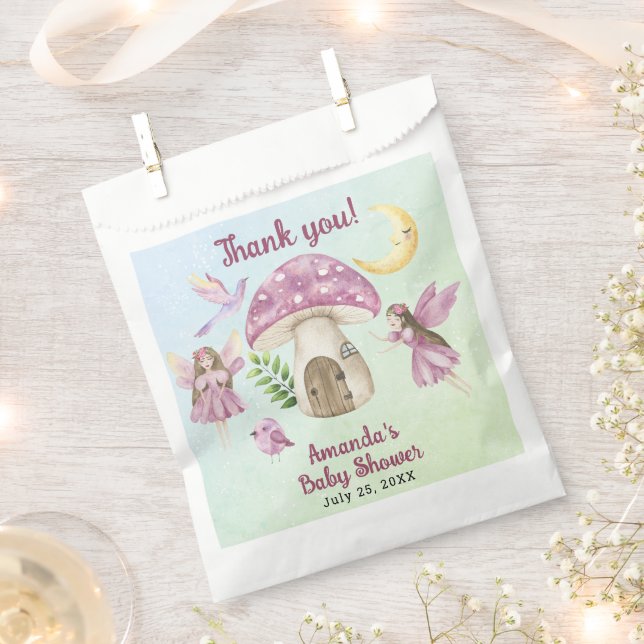 Sacolinha Little Fairy Whimsical Baby Shower Thank you (Cortado)