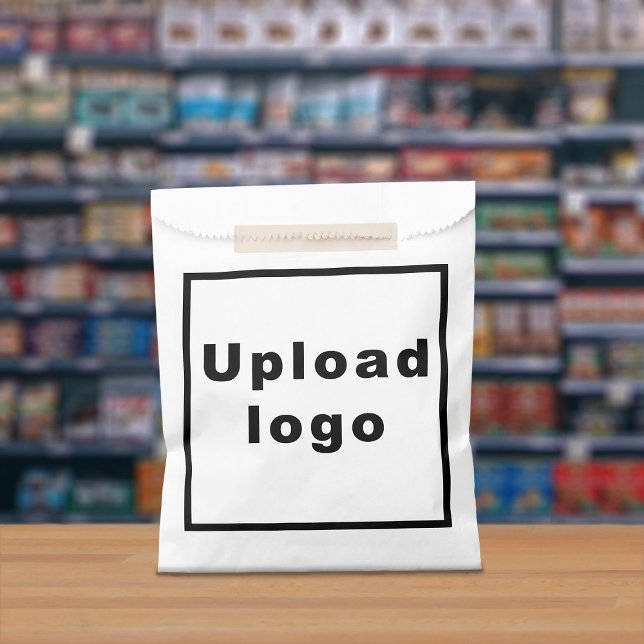 Sacolinha Logotipo comercial na barra de white papers (White paper bag with your business logo displayed in a store)