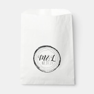 Sacolinha Logotipo de Casamento Tronco de Madeira Rústico Br