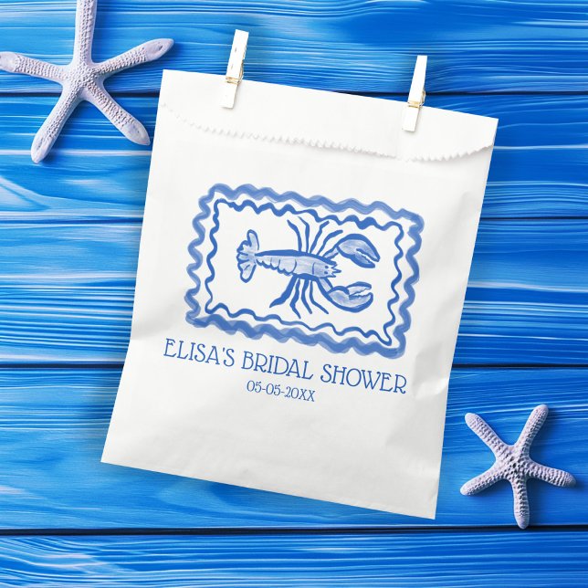 Sacolinha LoveNotes de Chá de panela PERSONALIZADO de Lagost (LoveNotes from Sea Lobster CUSTOM Bridal Shower Favor Bag
)