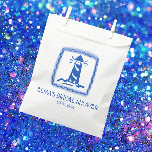 Sacolinha LoveNotes do Chá de panela PERSONALIZADO do farol  (LoveNotes from Sea Lighthouse CUSTOM Bridal Shower Favor Bag
)