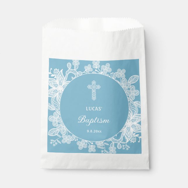 Sacolinha Lugar Branco sobre o Batismo Azul Pastel (Frente)