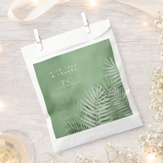 Sacolinha Lush Palm Leaf Wedding Obrigados Moss Green ID956 (Cortado)