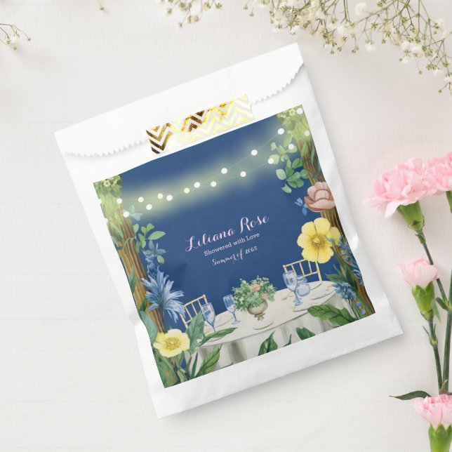 Sacolinha Luzes Piscando Jardim Floral Azul Chuveiro de Noiv (Selado)