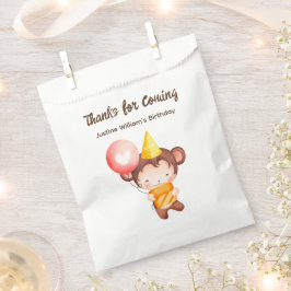 Sacolinha Macaco-Bebê bonito com bolo, Obrigado Festa