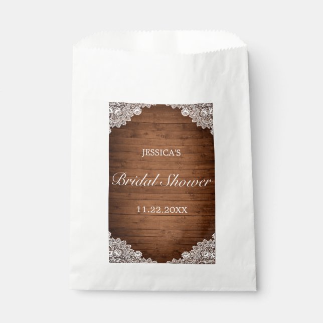 Sacolinha Madeira russa e Chá de panela de rendas brancas (Frente)