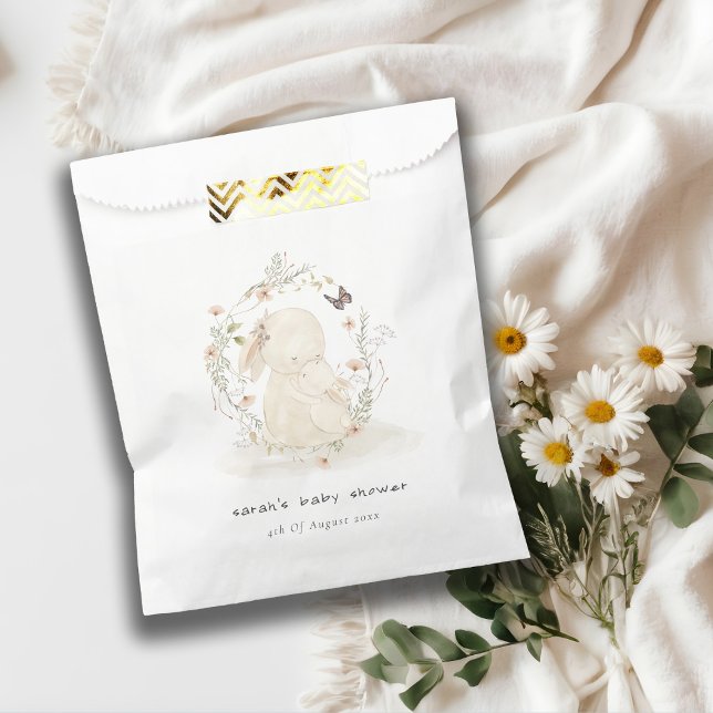 Sacolinha Mãe Suave Bonita Coelhinha Floral Chá de fraldas (Criador carregado)