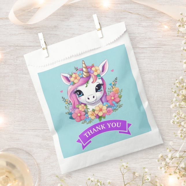 Sacolinha Magical Baby Unicorn with Flowers (Cortado)