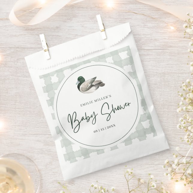 Sacolinha Mallard Duck Baby Shower Gender Neutral Green (Cortado)