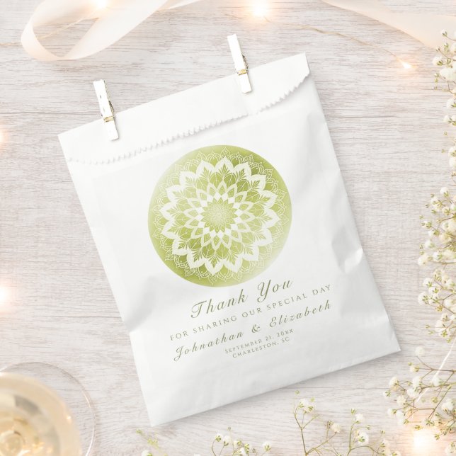 Sacolinha Mandalas de Renda Verde Casamento (Cortado)