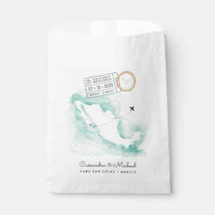 Sacolinha Mapa de Aquarela do México Cabo Casamento de D