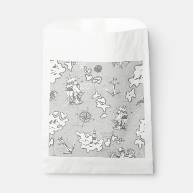 Sacolinha mapa de piratas antiquados monotônicos náuticos (Frente)