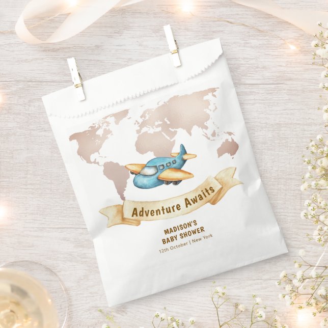 Sacolinha Mapa Mundial de Aventura Moderna de Chuva de Bebê  (Cortado)