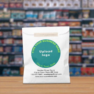 Sacolinha Marca empresarial "Teal Green Round" na barra de p